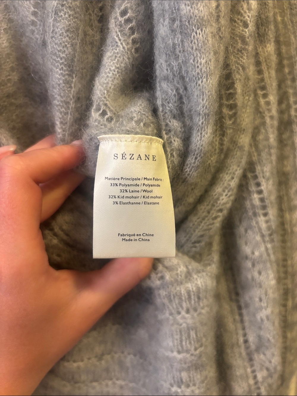 Sezane Gray V-Neck Wrap Sweater - Picture 3 of 3